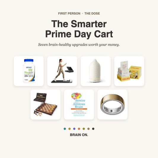 First Person Prime Day Picks for Brain Performance — a collage of seven brain-healthy product picks